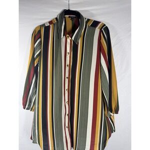 Sami & Jo Plus size 1X colorful striped button-down shirt